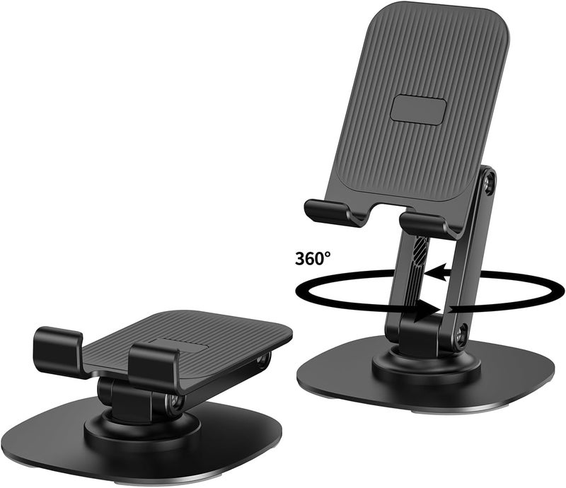 CXTX 360° Degree Rotating Mobile Phone Holder,Fully Adjustable Foldable Desktop Phone Holder Stand Base,Foldable Desktop Cell Phone Stands for iPhone17 16 15 Pro Xr Xs Max X Plus iPad Samsung(K69-Black) - Image 1